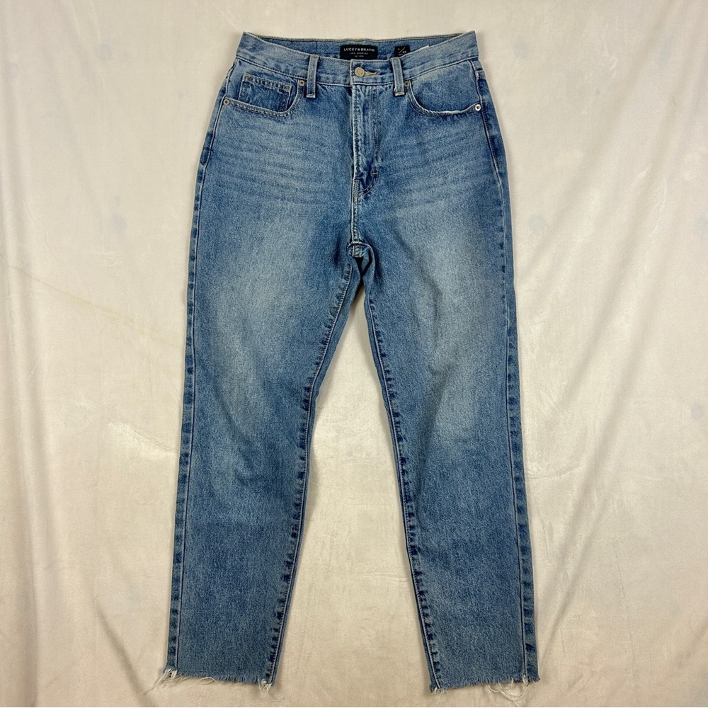 LUCKY BRAND Drew Mom Jean Size 6/28 Ankle Raw Frayed Hem Cotton